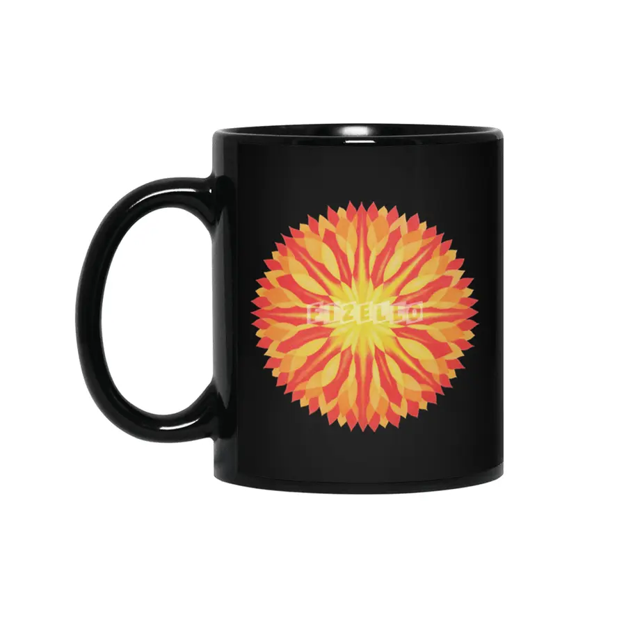 Autumn Colors Leaves Abstract  Mandala Siyah Kupa