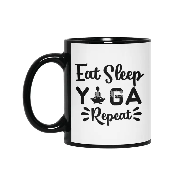 EAT, SLEEP, YOGA, REPEAT Siyah Kupa