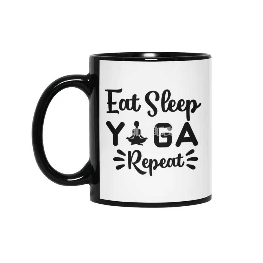 EAT, SLEEP, YOGA, REPEAT Siyah Kupa