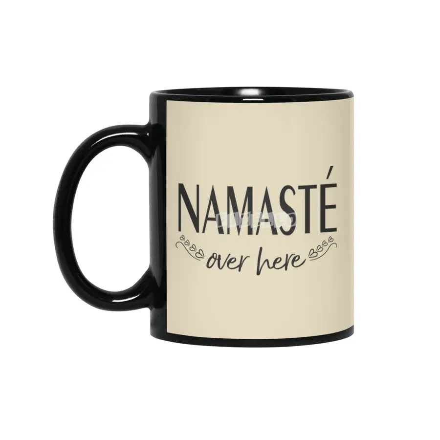 Namaste Over Here  Siyah Kupa