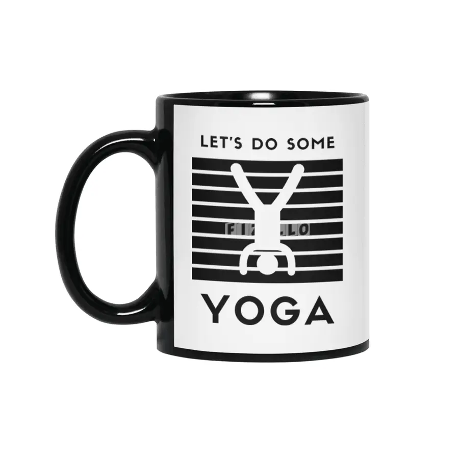 let’s do some yoga (black print) Siyah Kupa