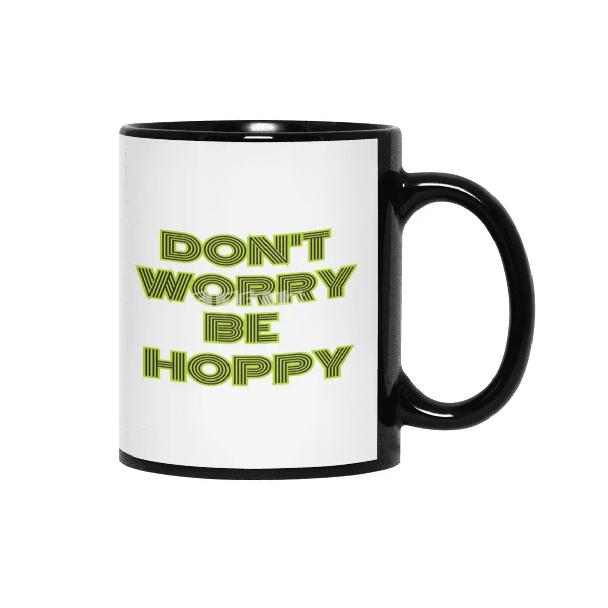 dont worry he hoppy funny inspire gift Siyah Kupa