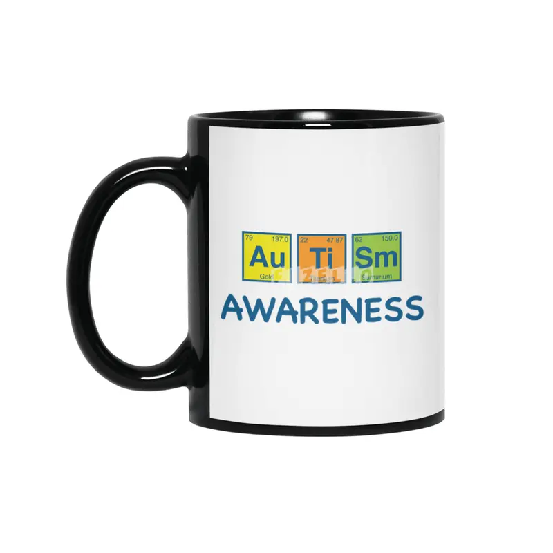 Autism Awareness Light Color Periodic Table Elements Theme for Teachers, Students and Parents Siyah Kupa