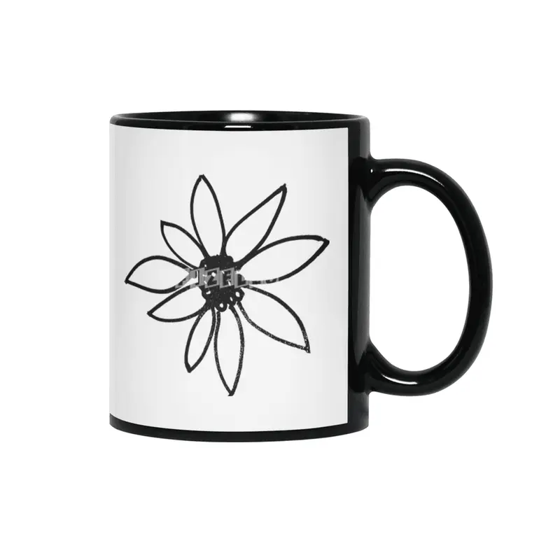 simple flower Siyah Kupa