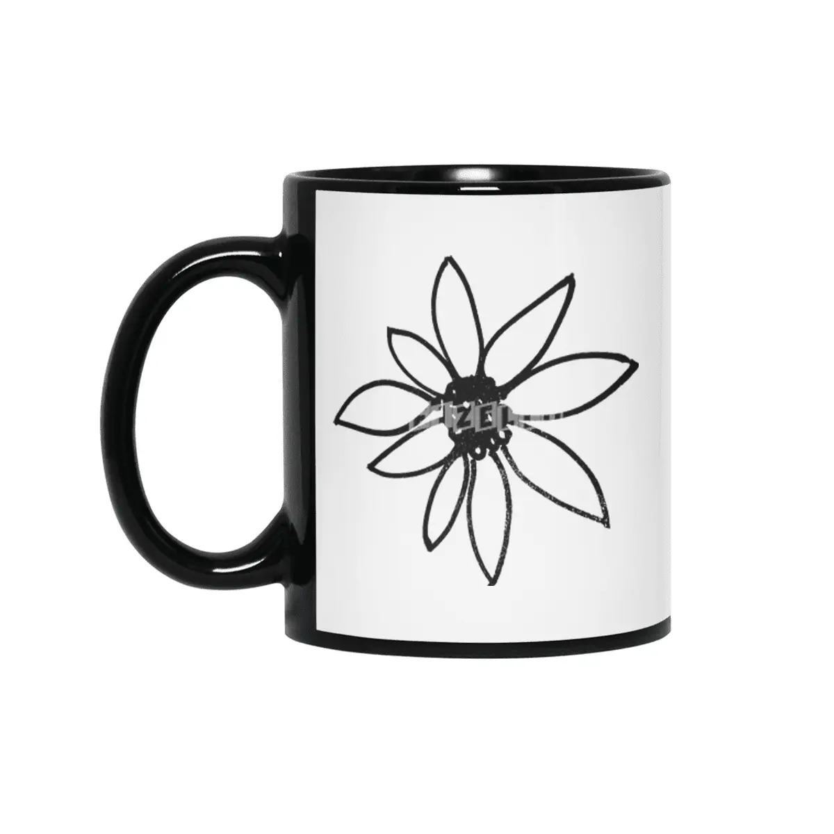 simple flower Siyah Kupa