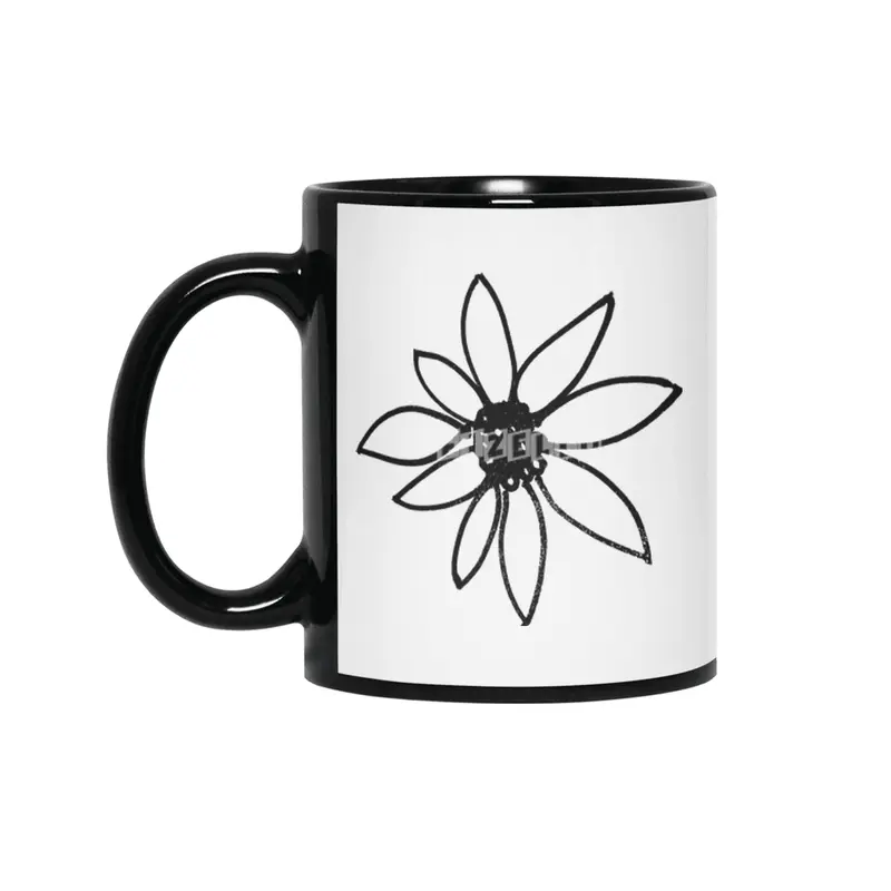 simple flower Siyah Kupa