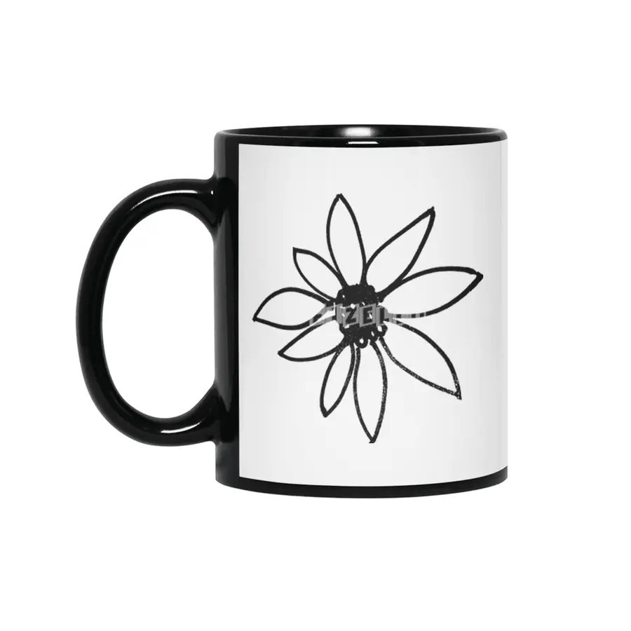 simple flower Siyah Kupa