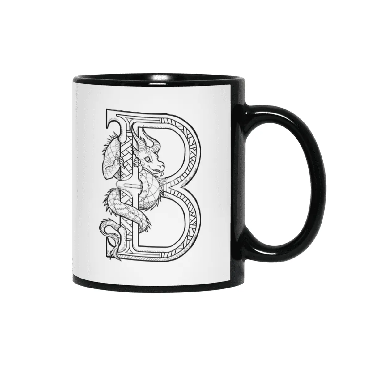 B Dragon Alphabet Siyah Kupa