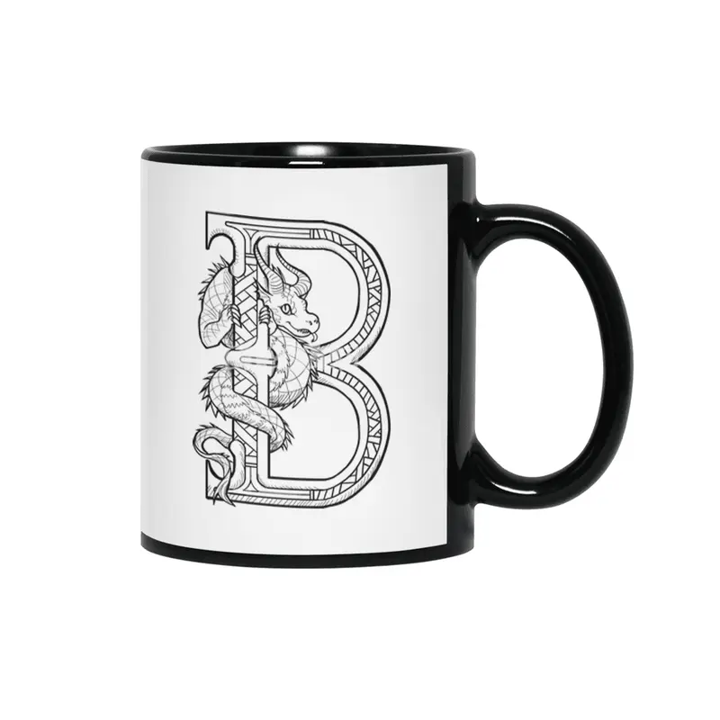 B Dragon Alphabet Siyah Kupa