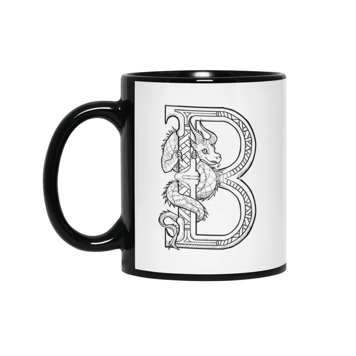 B Dragon Alphabet Siyah Kupa