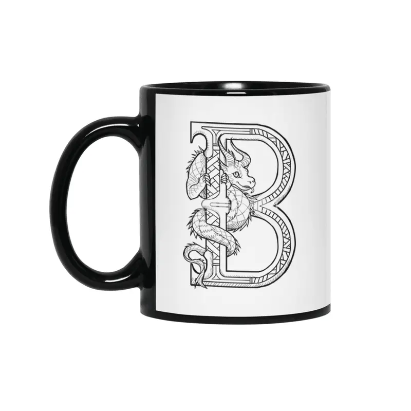 B Dragon Alphabet Siyah Kupa