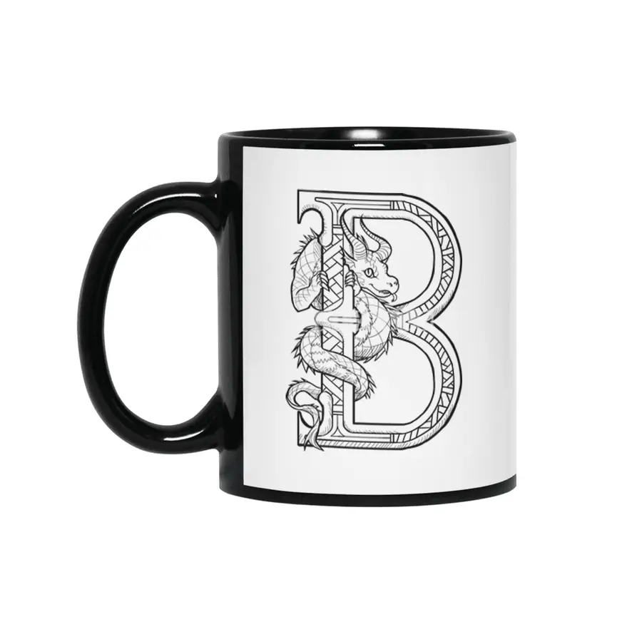 B Dragon Alphabet Siyah Kupa