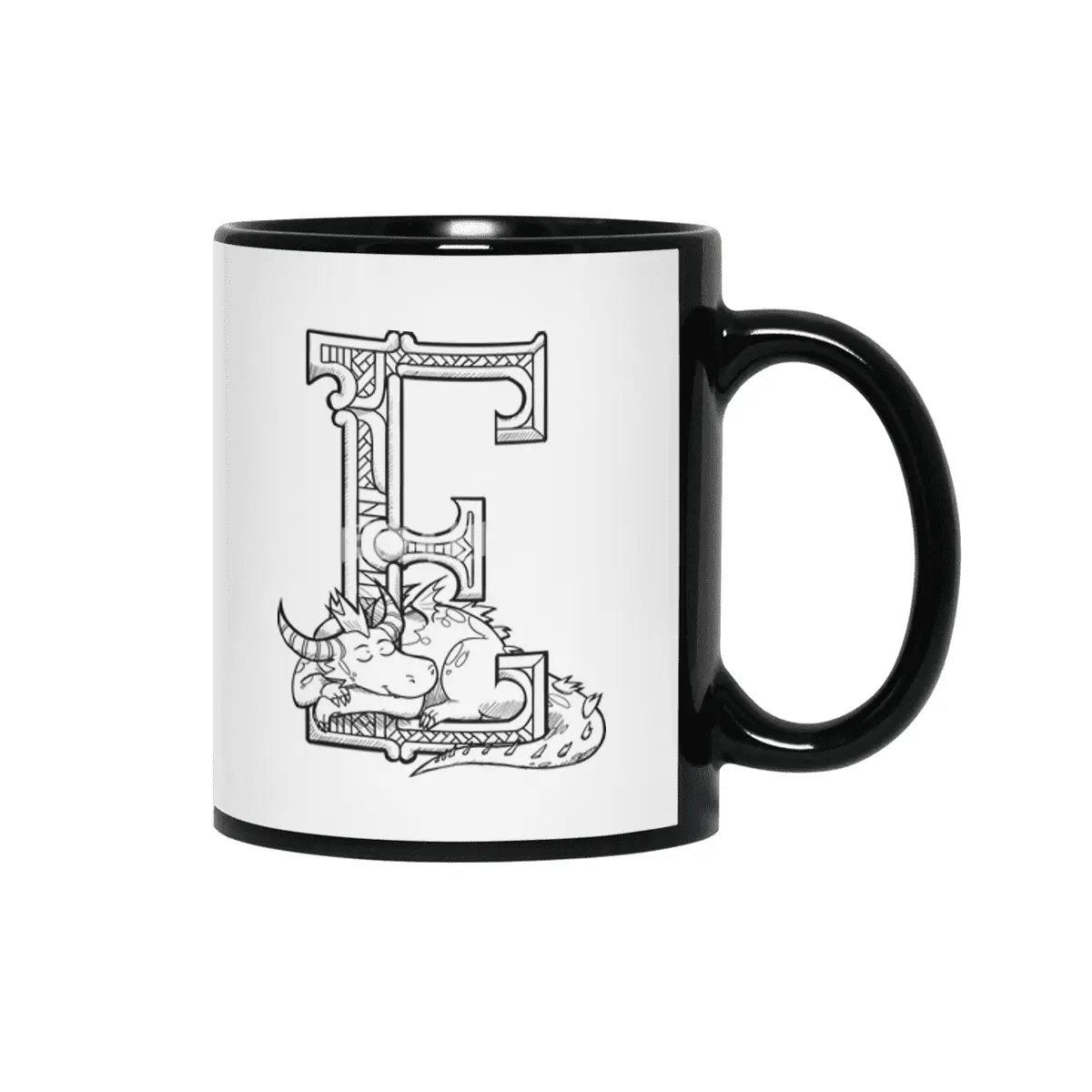 E Dragon Alphabet Siyah Kupa