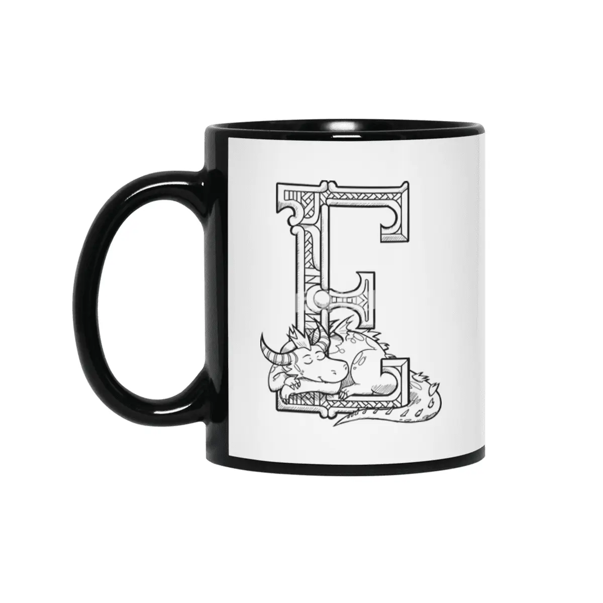 E Dragon Alphabet Siyah Kupa