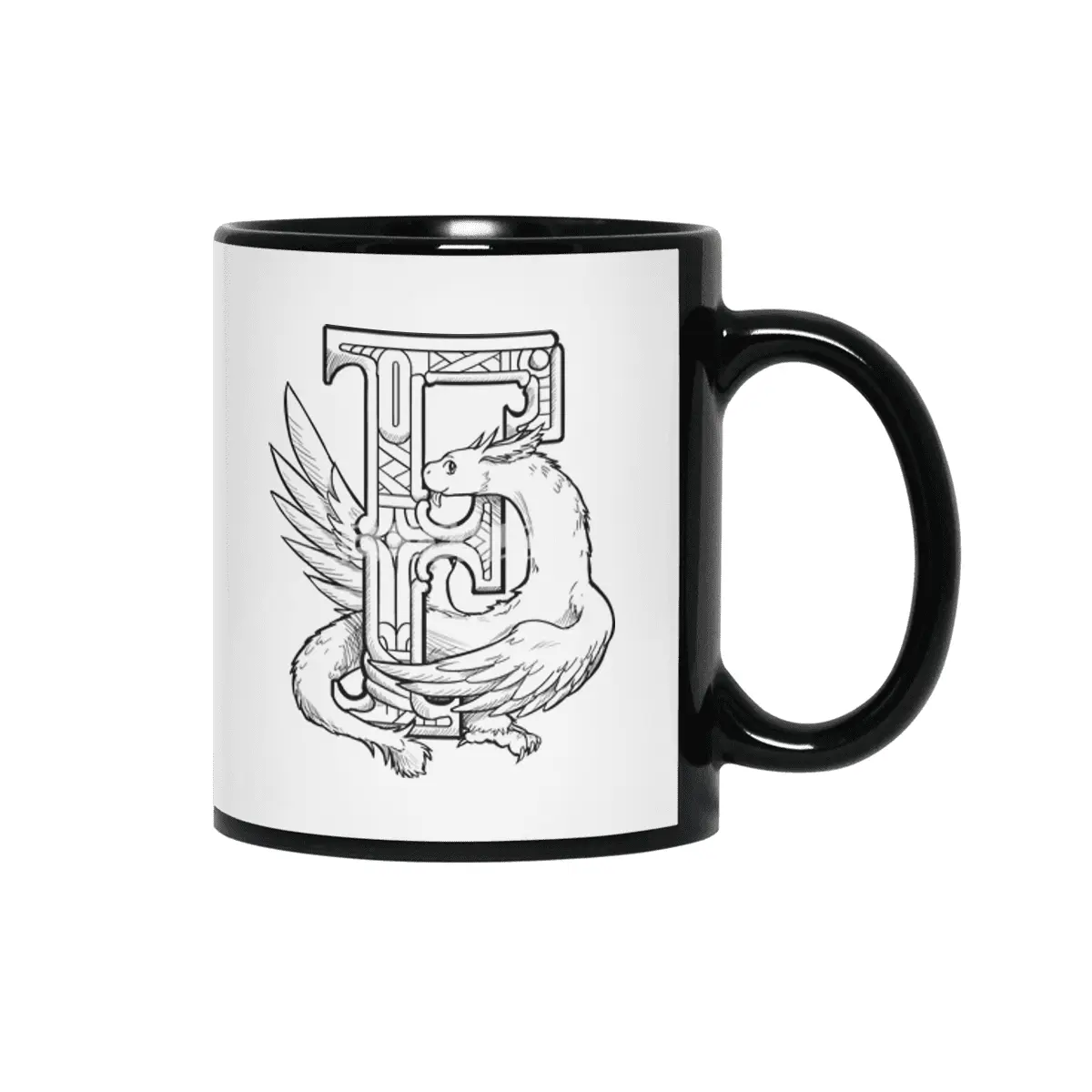 F Dragon Alphabet Siyah Kupa