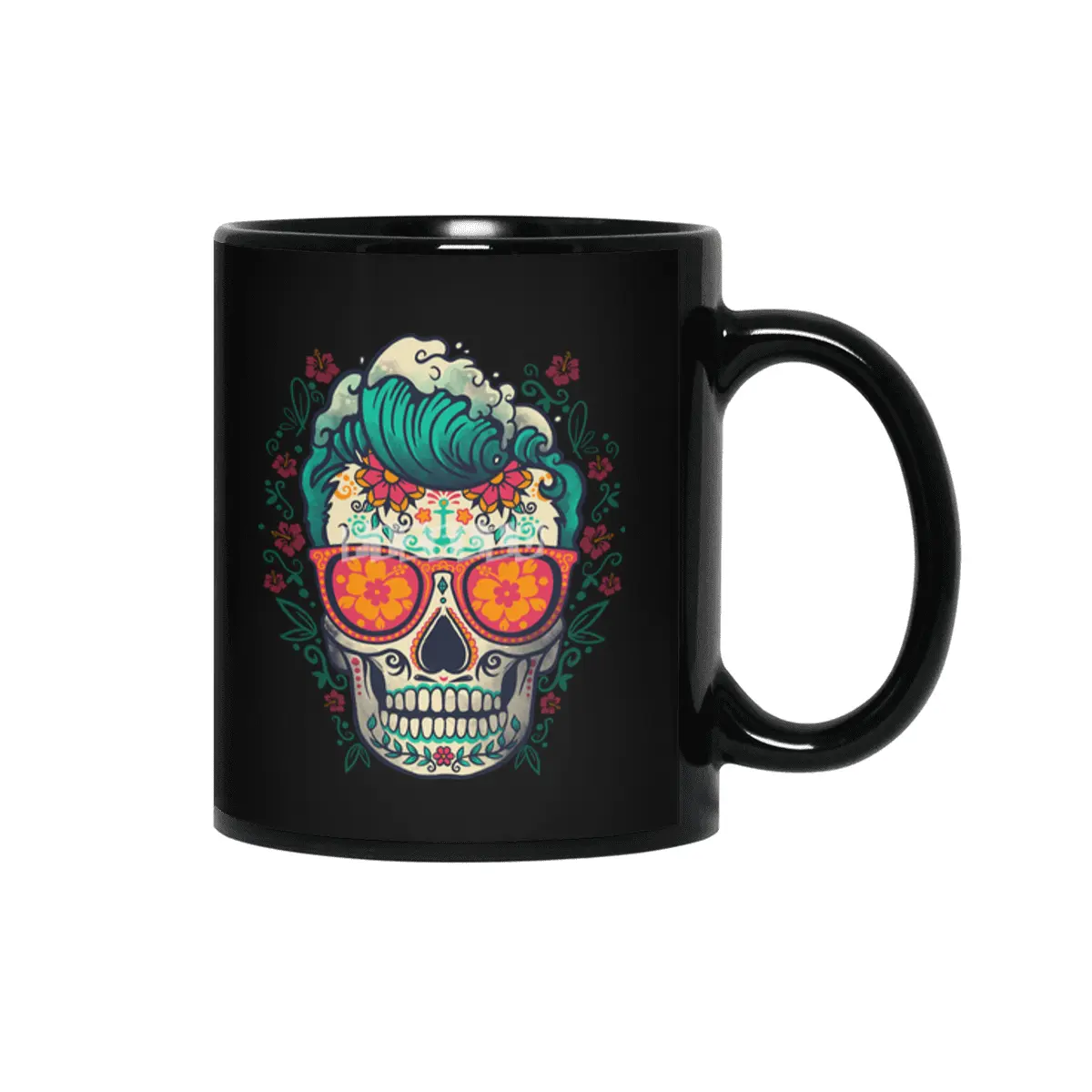 Calavera summer surfer Siyah Kupa