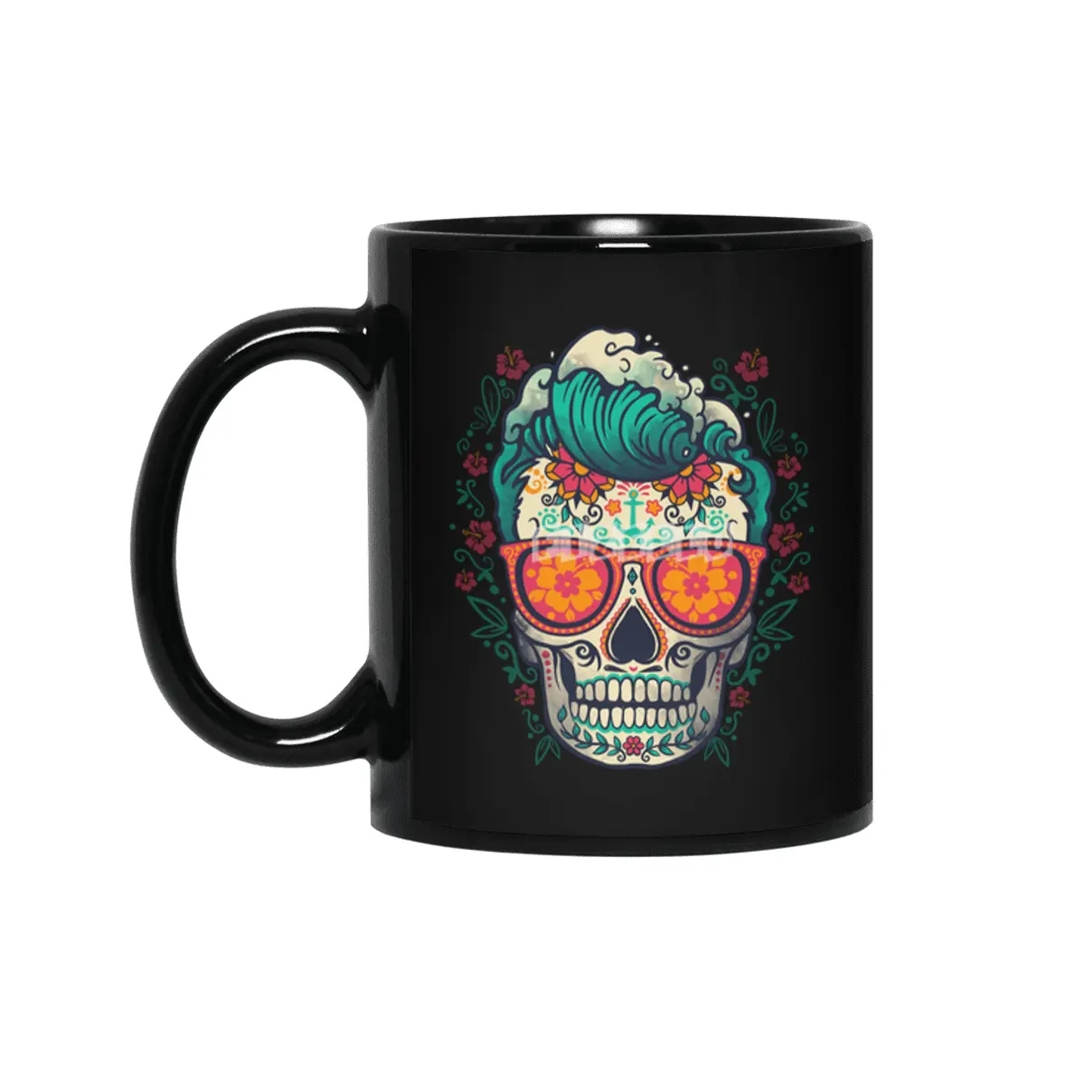 Calavera summer surfer Siyah Kupa