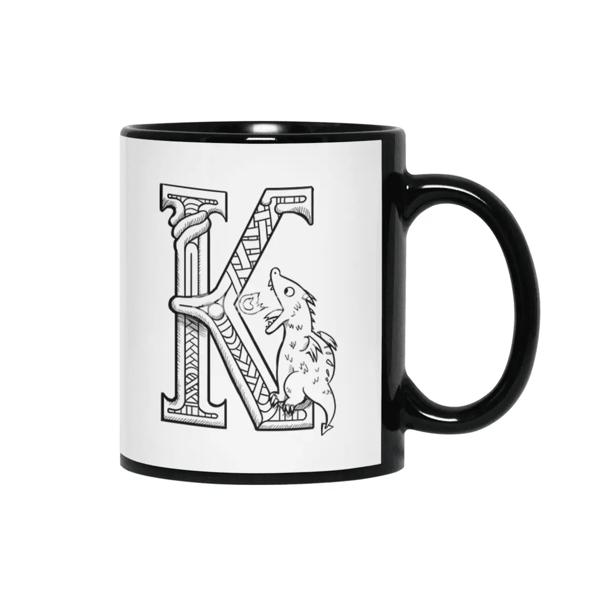 K Dragon Alphabet Siyah Kupa