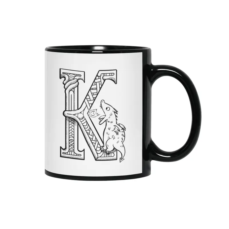 K Dragon Alphabet Siyah Kupa