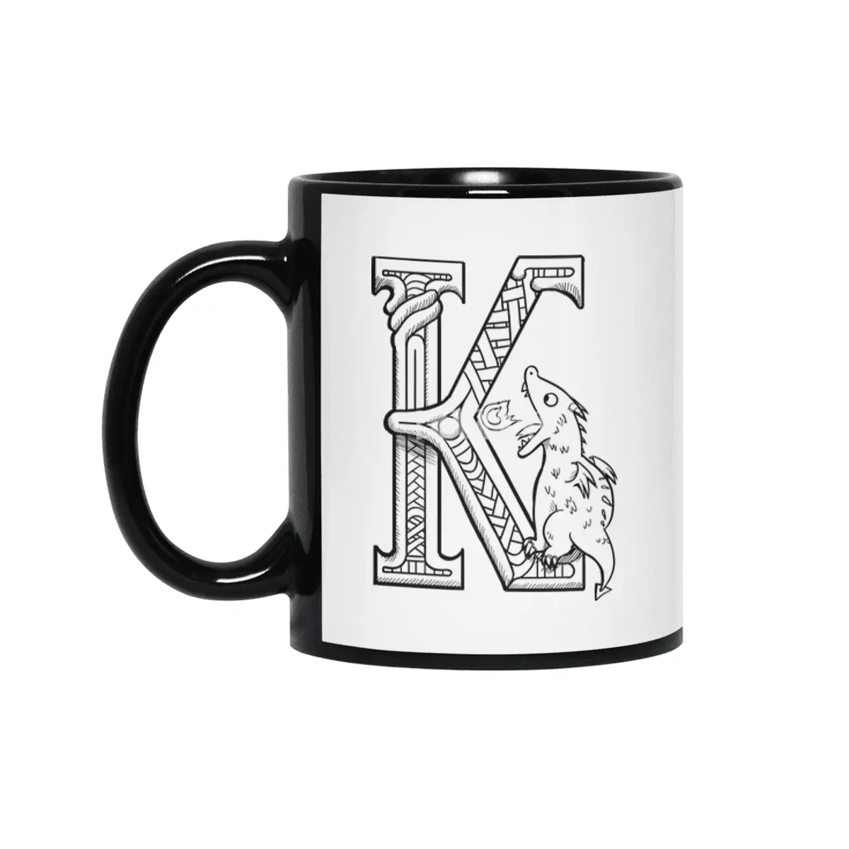 K Dragon Alphabet Siyah Kupa