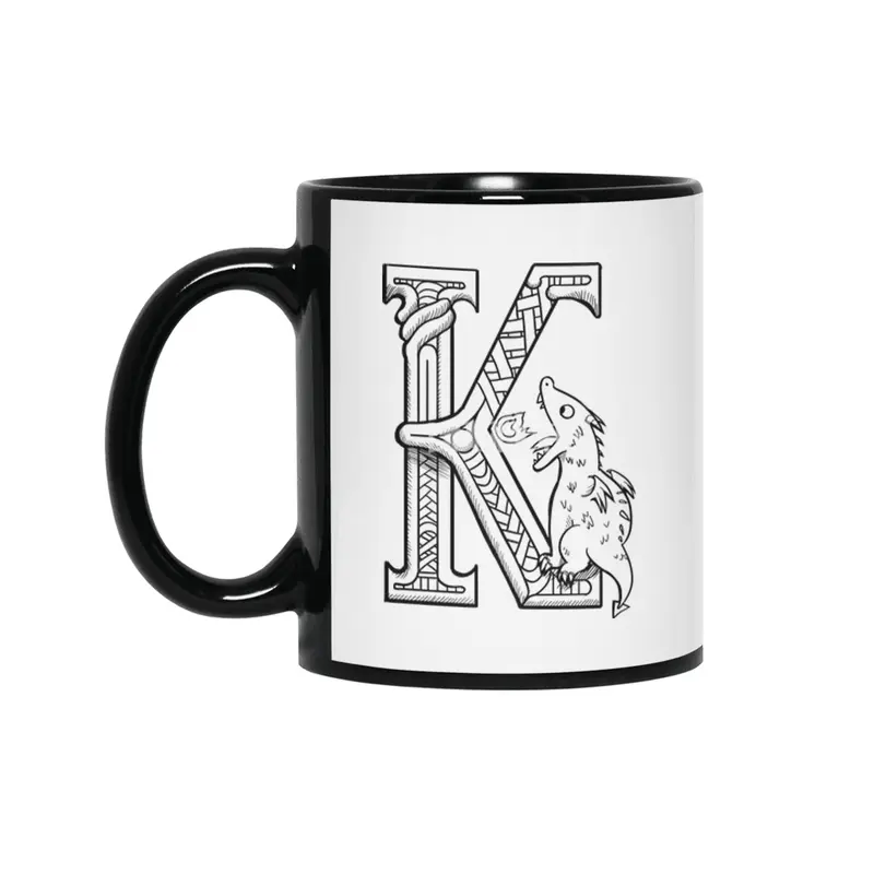 K Dragon Alphabet Siyah Kupa