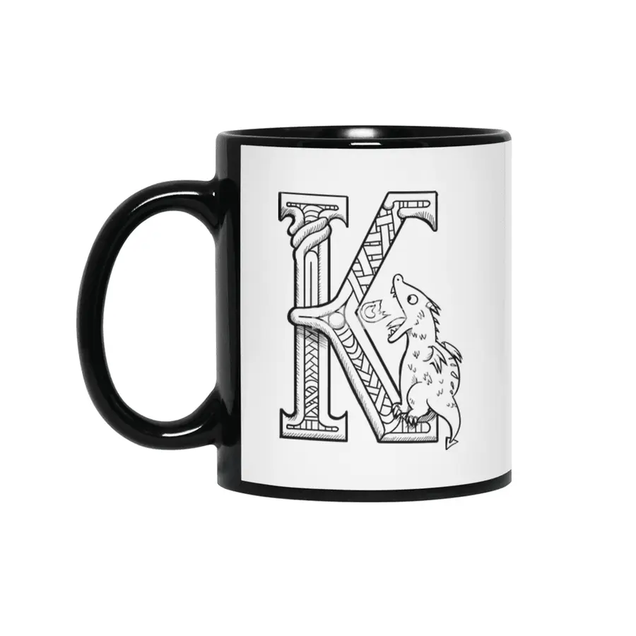 K Dragon Alphabet Siyah Kupa