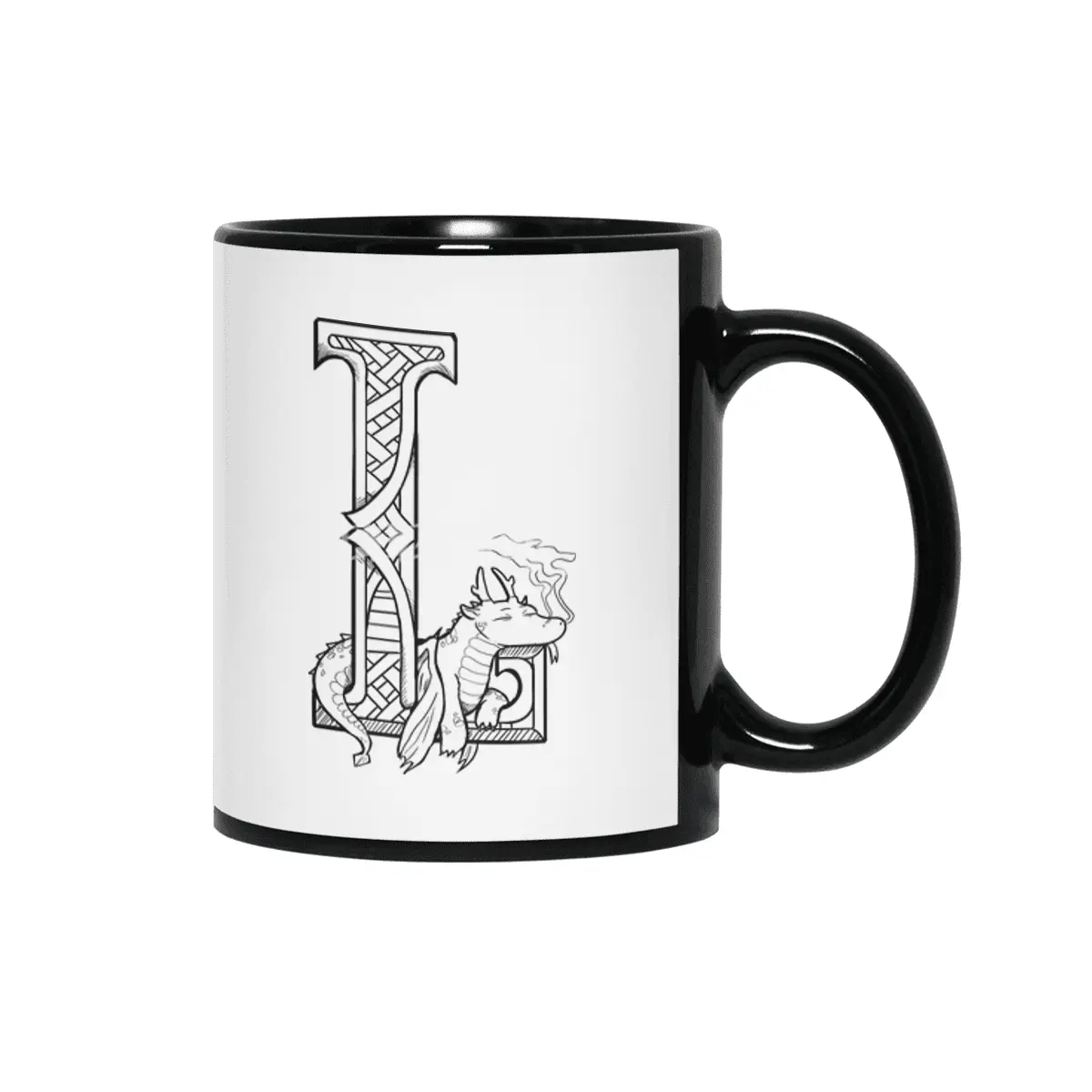 L Dragon Alphabet Siyah Kupa