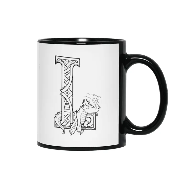 L Dragon Alphabet Siyah Kupa