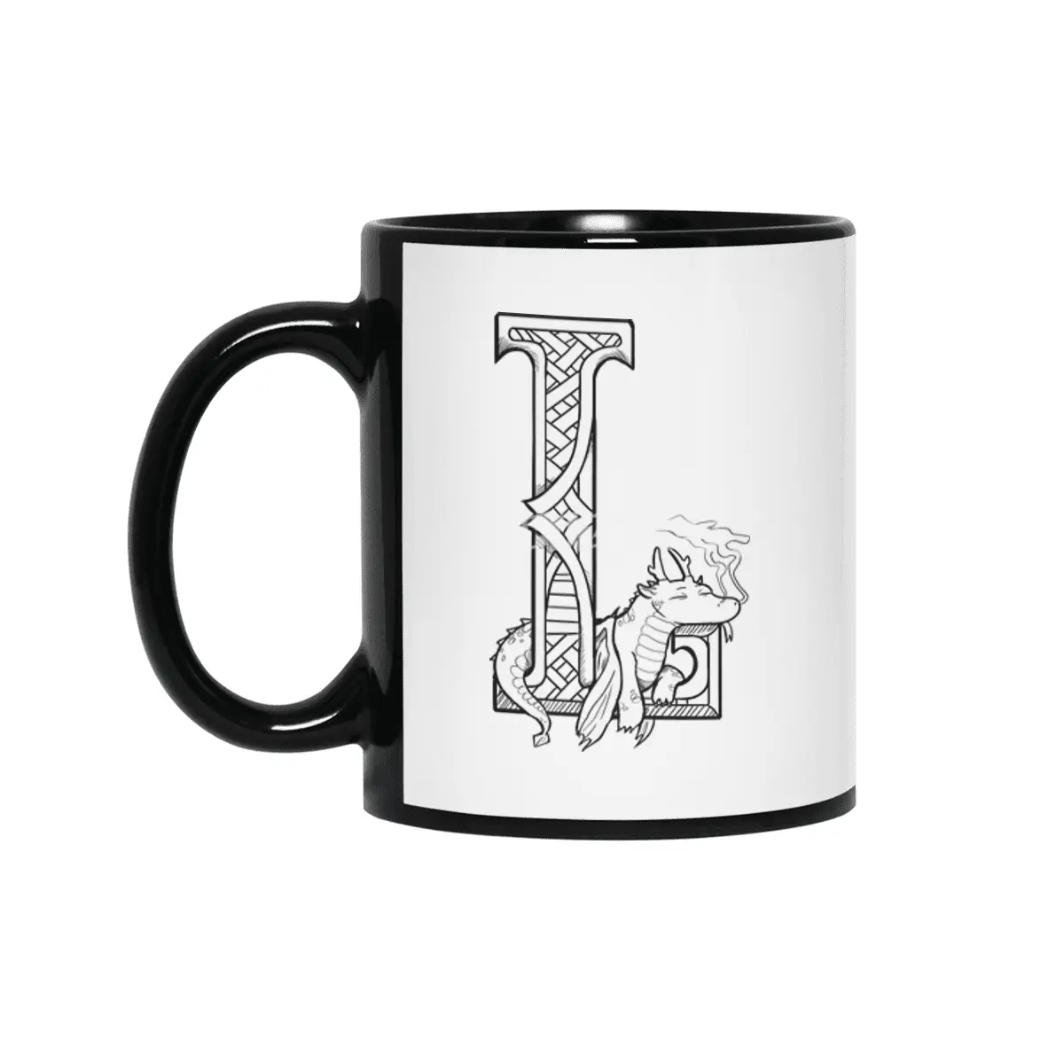 L Dragon Alphabet Siyah Kupa