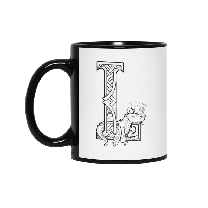 L Dragon Alphabet Siyah Kupa
