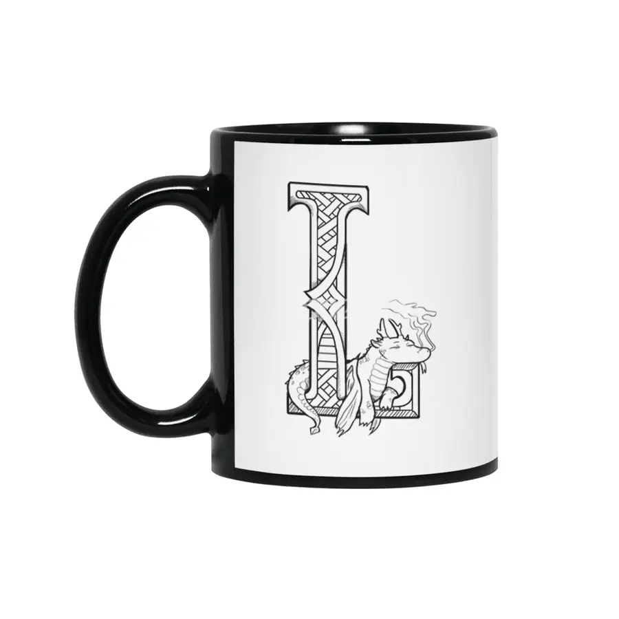 L Dragon Alphabet Siyah Kupa