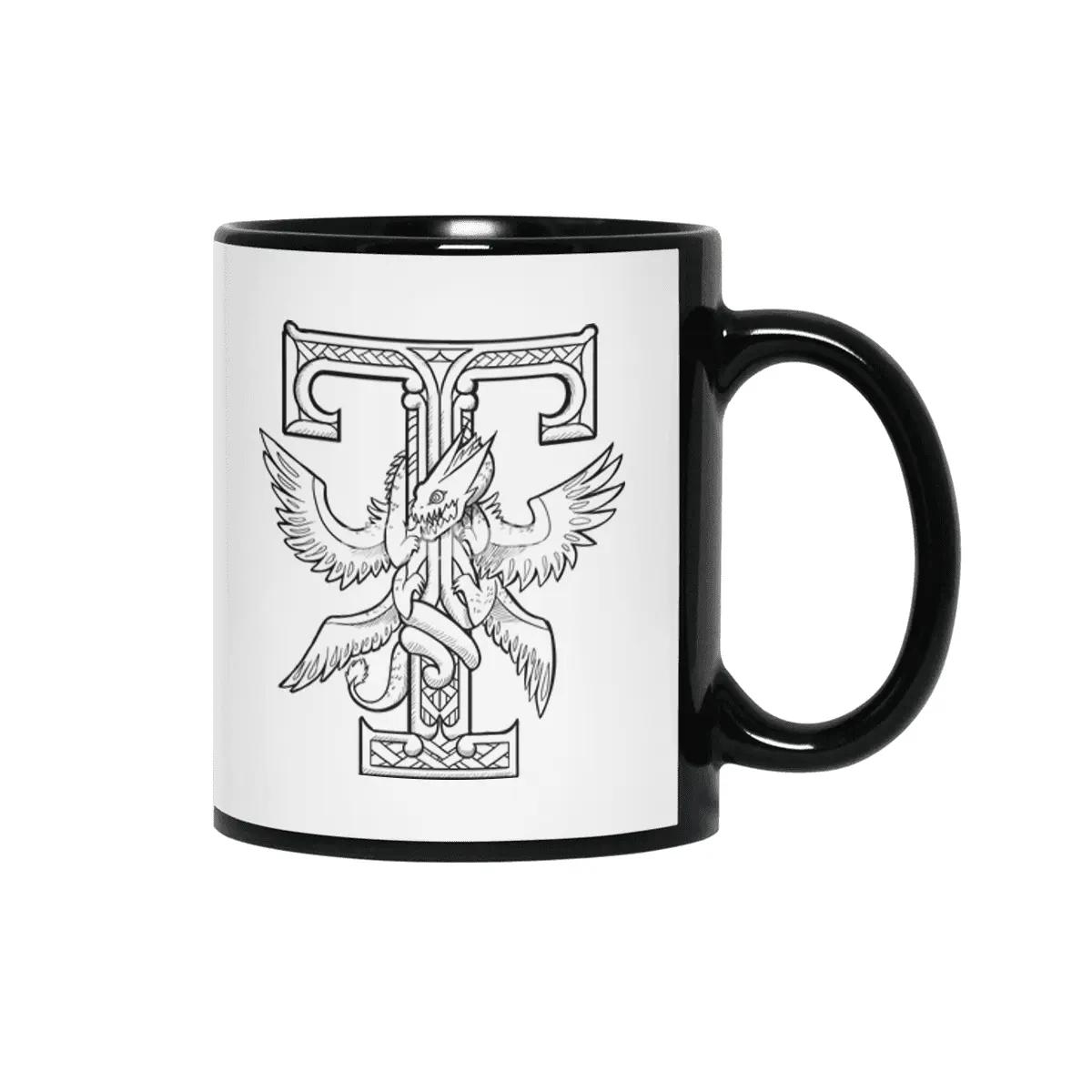 T Dragon Alphabet Siyah Kupa