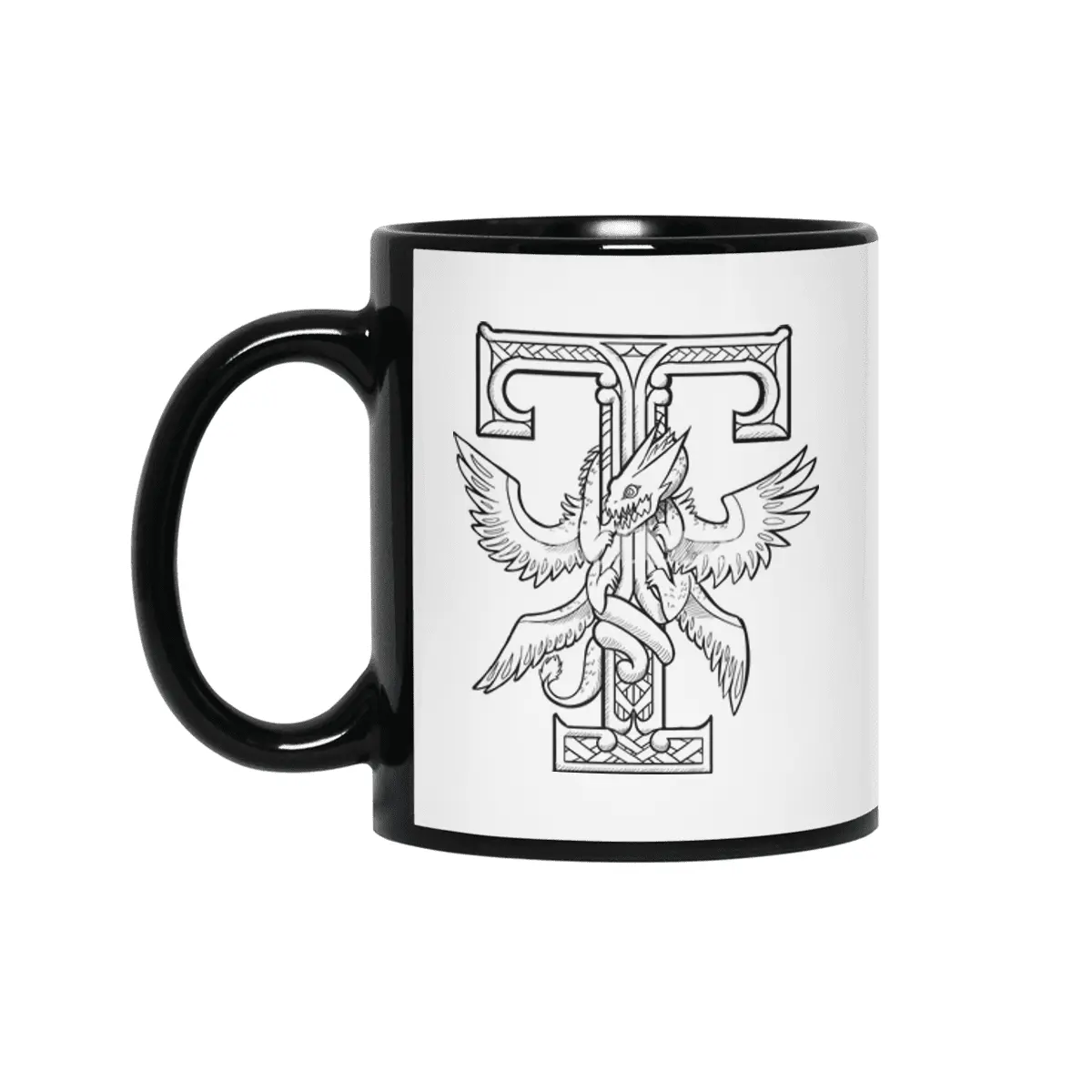 T Dragon Alphabet Siyah Kupa