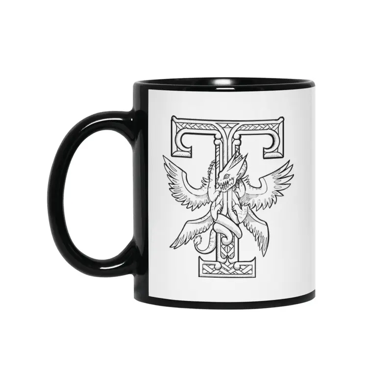 T Dragon Alphabet Siyah Kupa