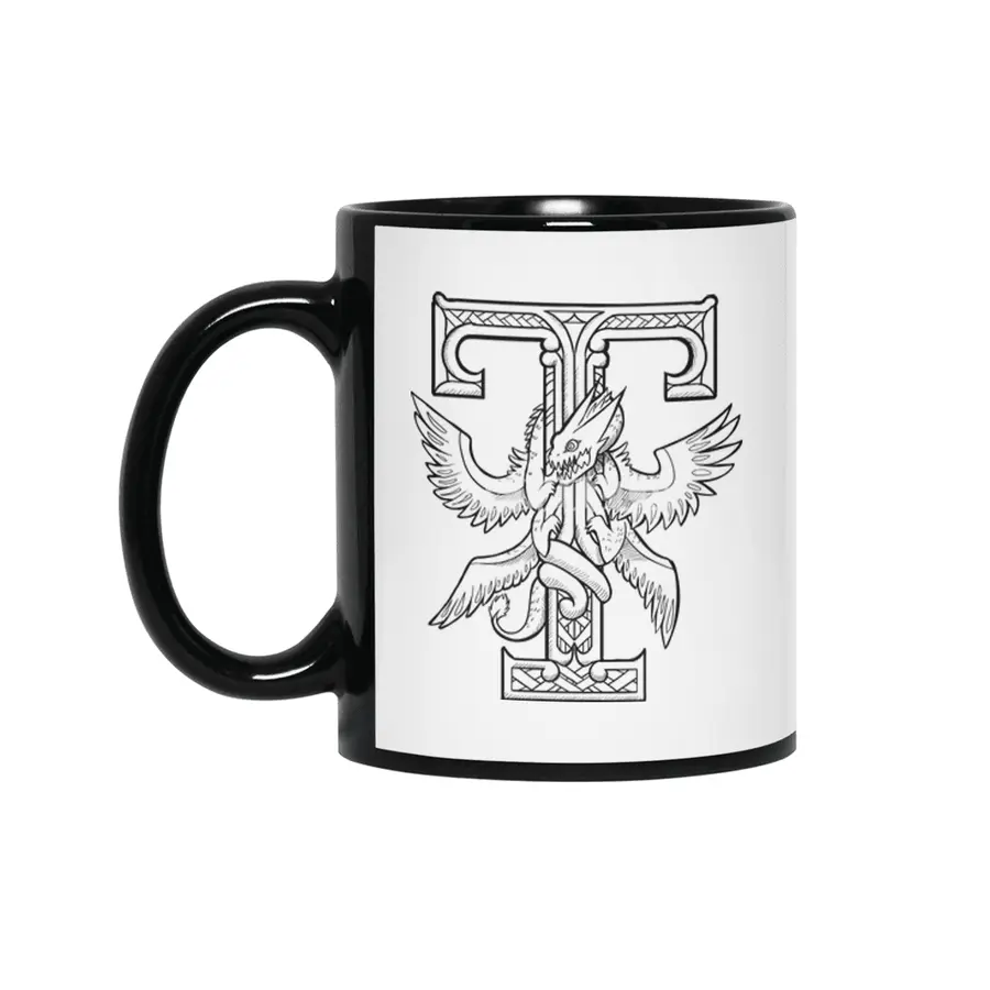 T Dragon Alphabet Siyah Kupa
