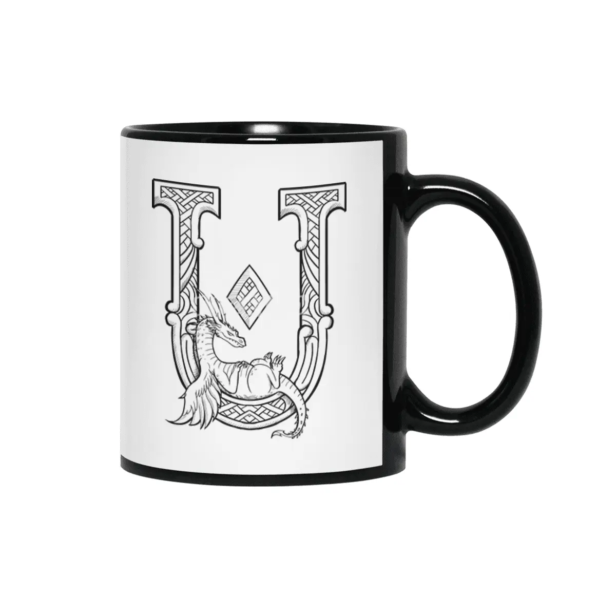 U Dragon Alphabet Siyah Kupa