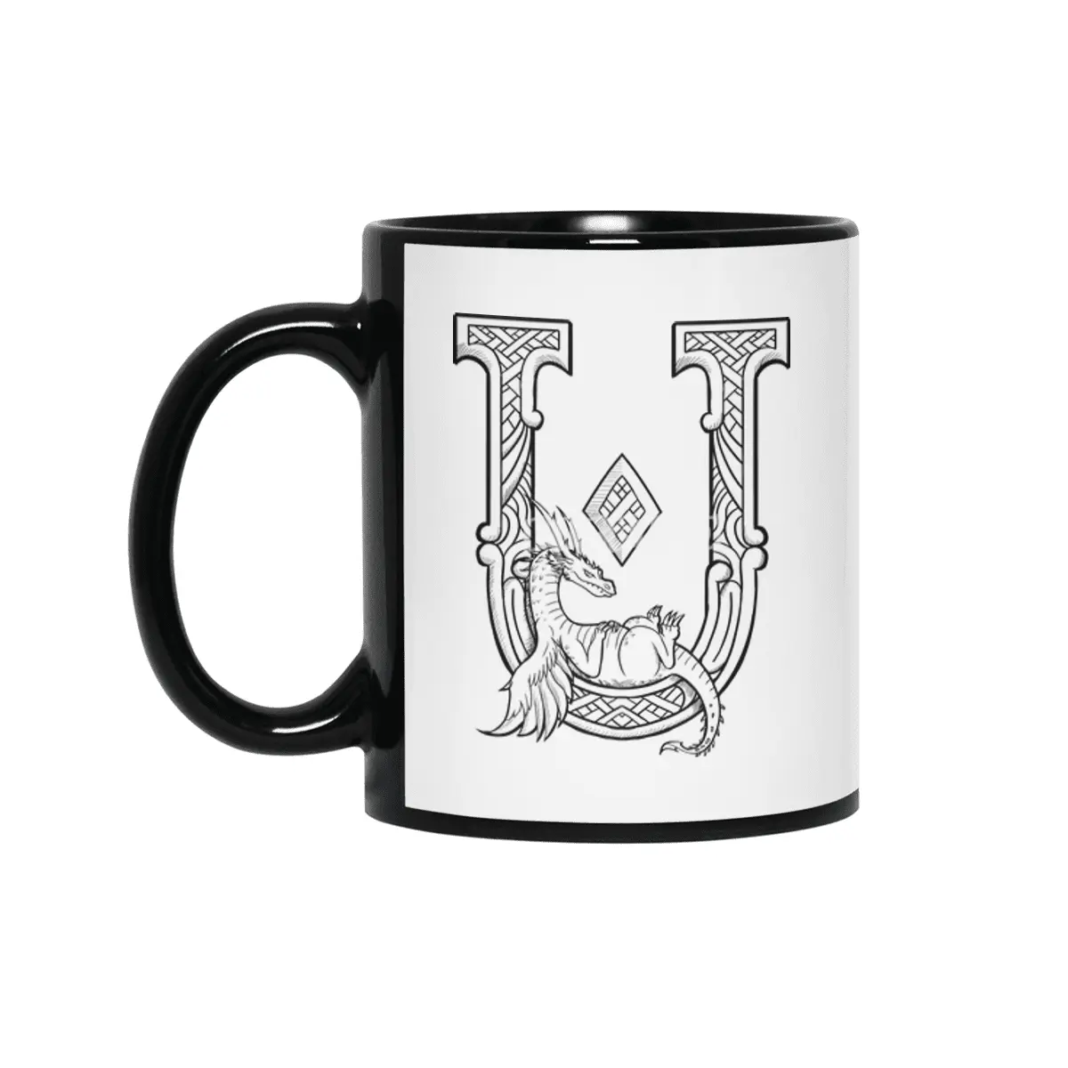 U Dragon Alphabet Siyah Kupa