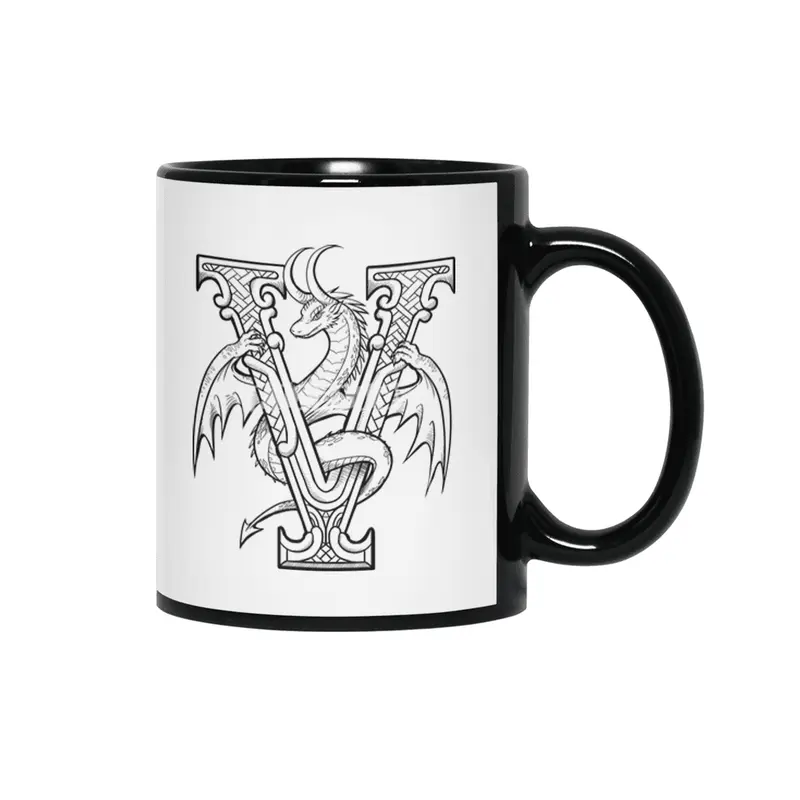 V Dragon Alphabet Siyah Kupa