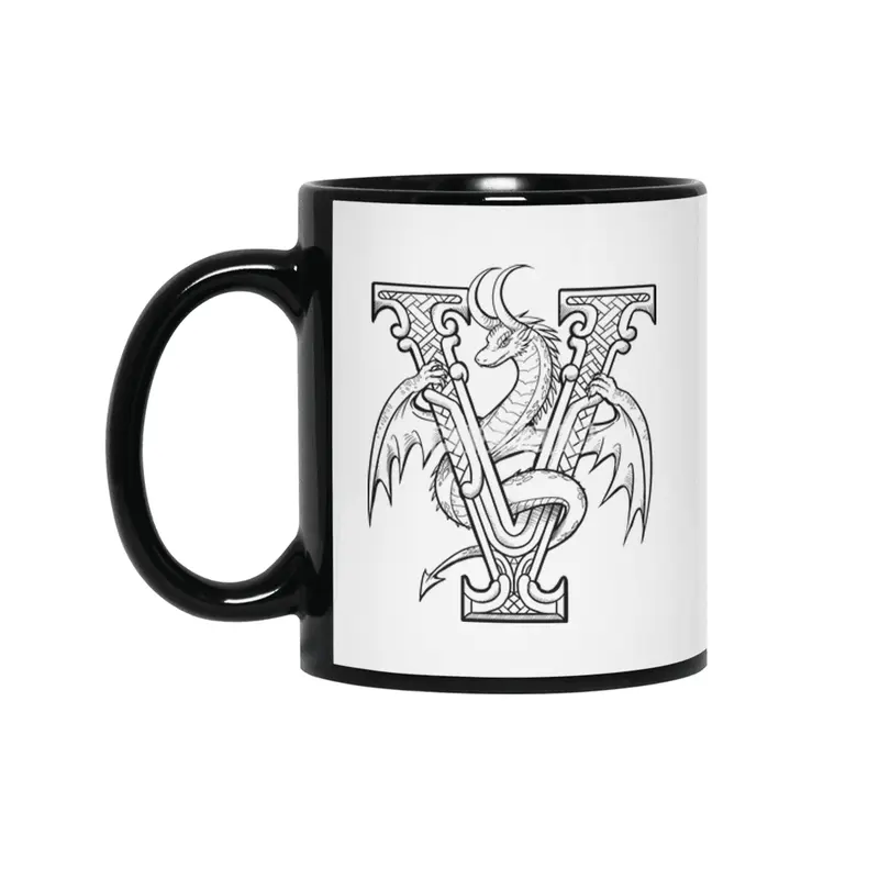 V Dragon Alphabet Siyah Kupa