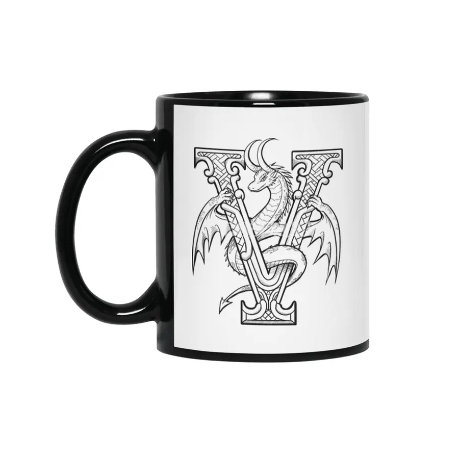 V Dragon Alphabet Siyah Kupa