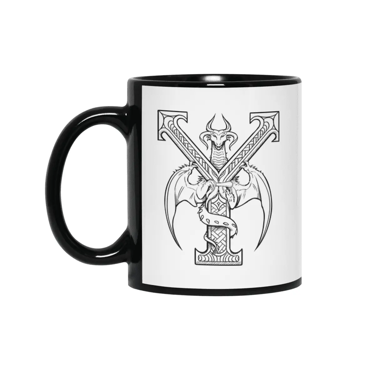 Y Dragon Alphabet Siyah Kupa
