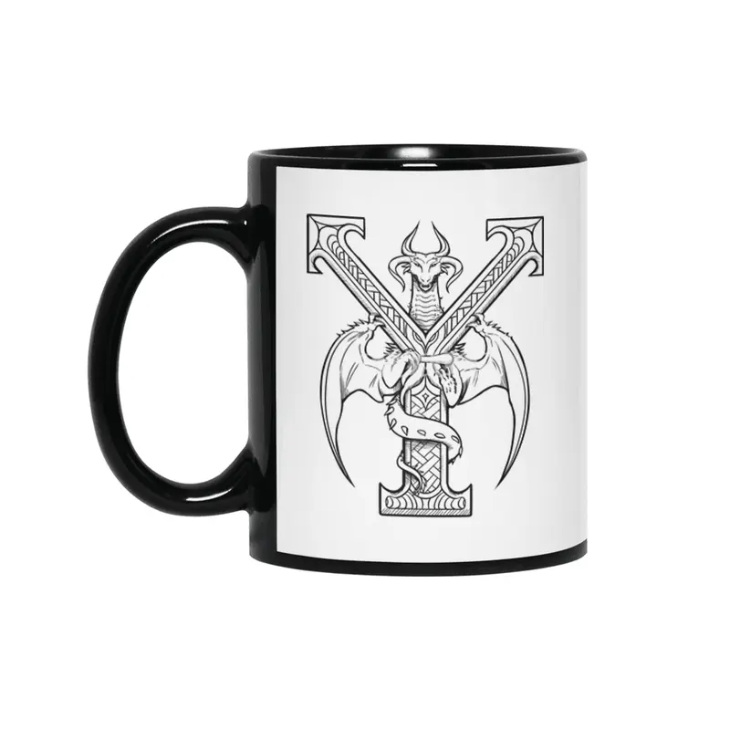 Y Dragon Alphabet Siyah Kupa