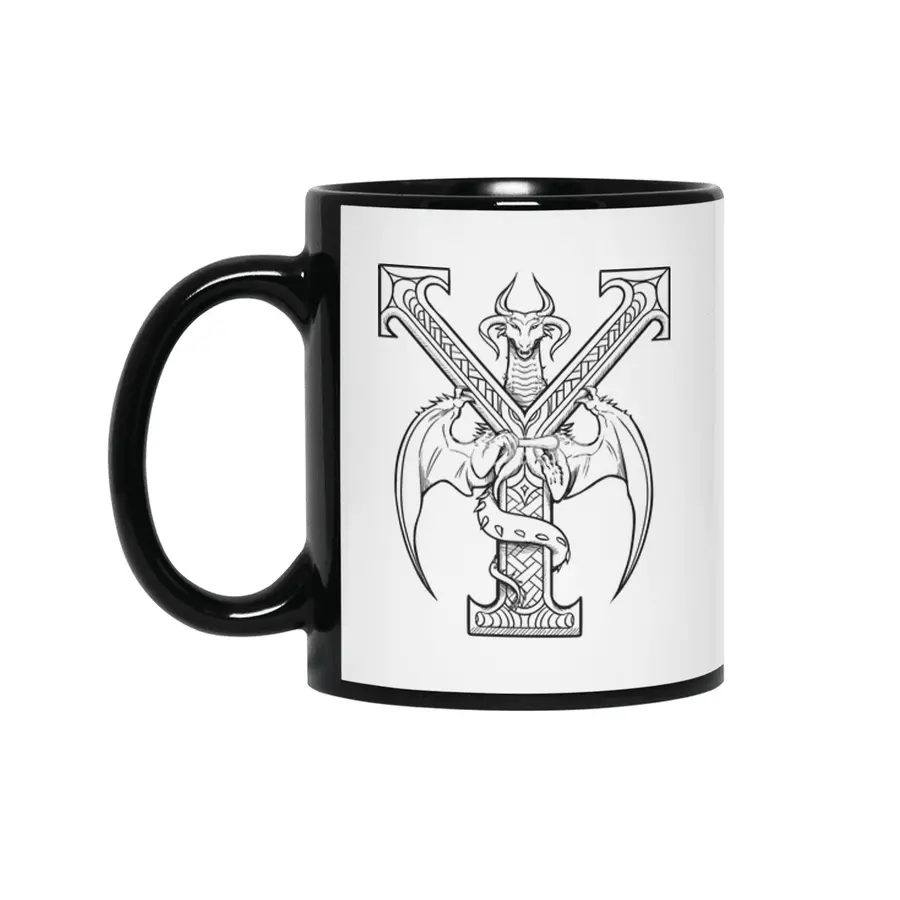 Y Dragon Alphabet Siyah Kupa