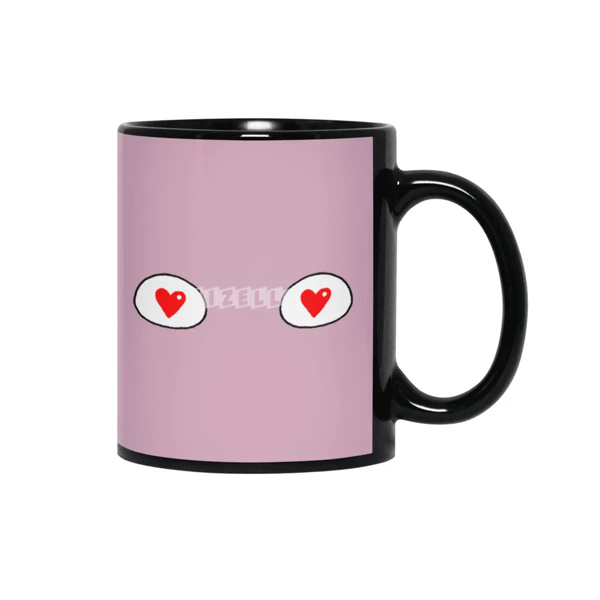 Cartoon Eyes - Hearts Siyah Kupa