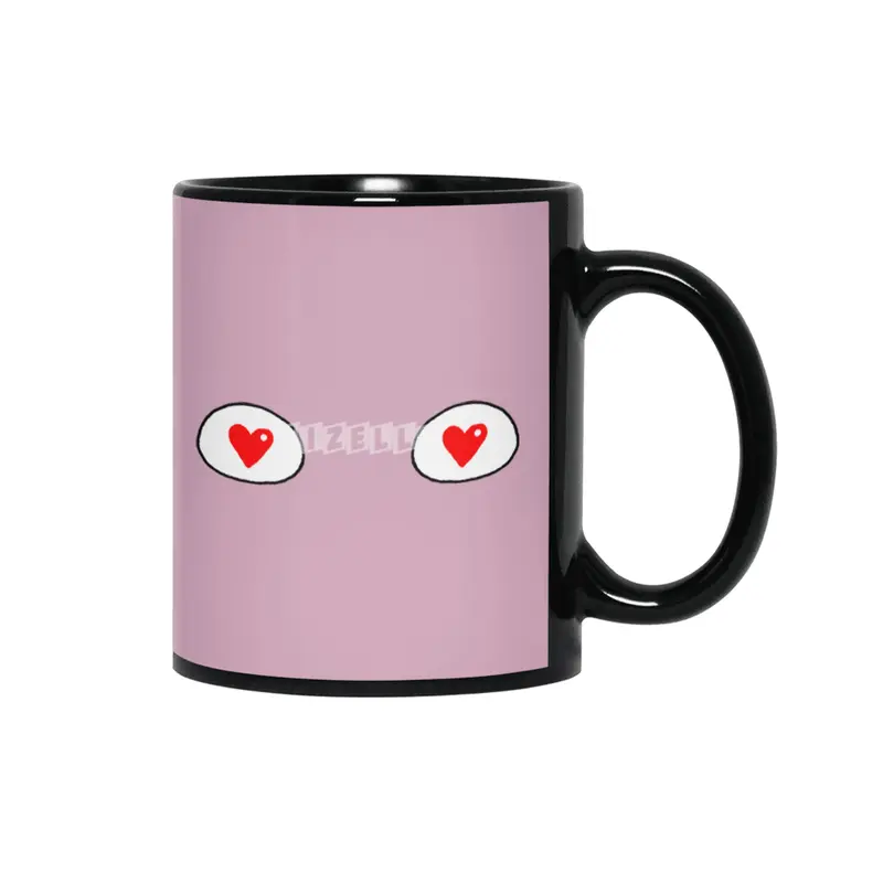 Cartoon Eyes - Hearts Siyah Kupa
