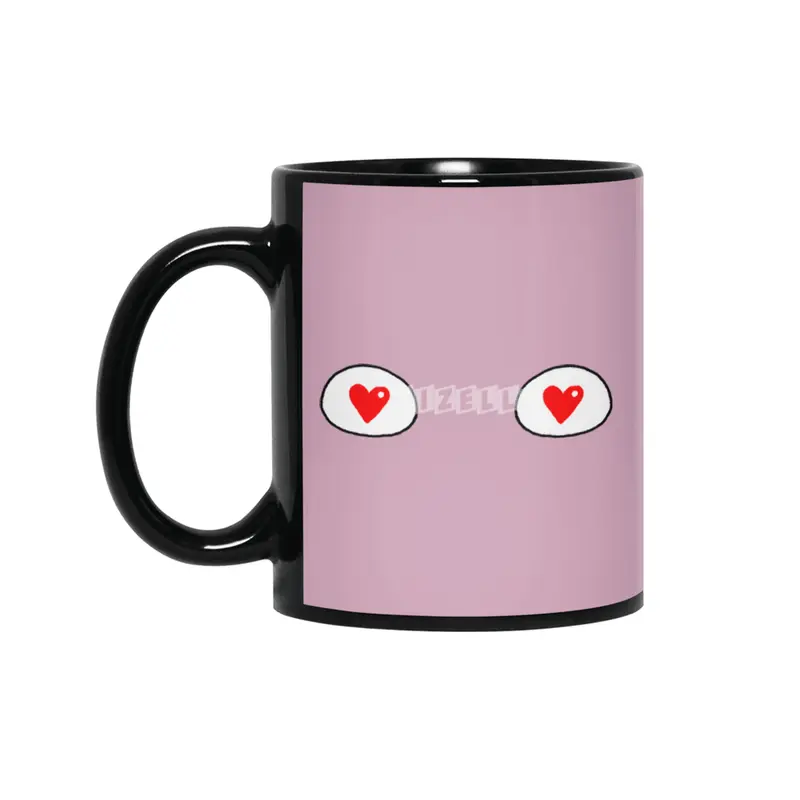 Cartoon Eyes - Hearts Siyah Kupa