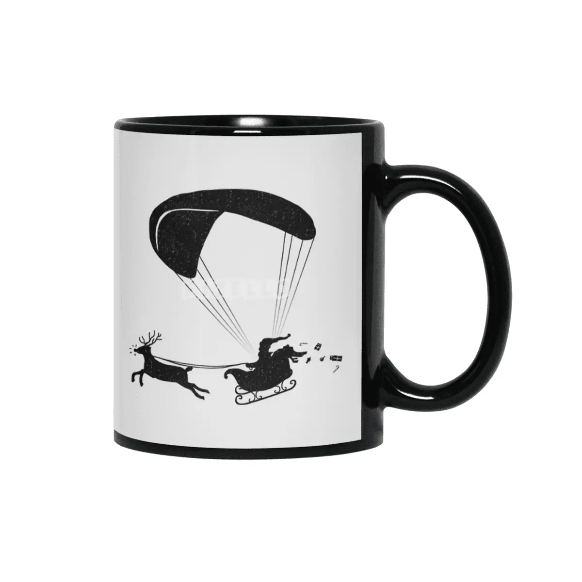 Happy Holidays - Paragliding Santa - Textless Siyah Kupa