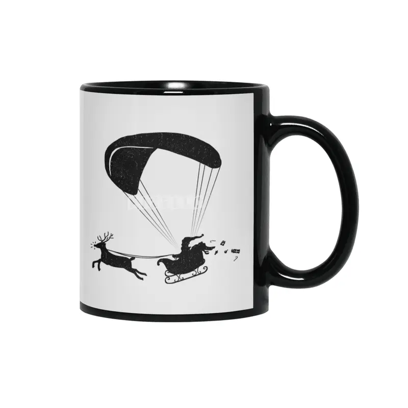 Happy Holidays - Paragliding Santa - Textless Siyah Kupa