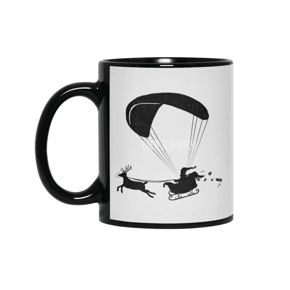 Happy Holidays - Paragliding Santa - Textless Siyah Kupa