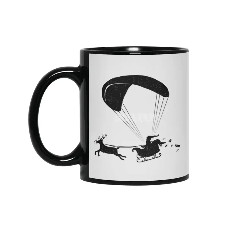 Happy Holidays - Paragliding Santa - Textless Siyah Kupa